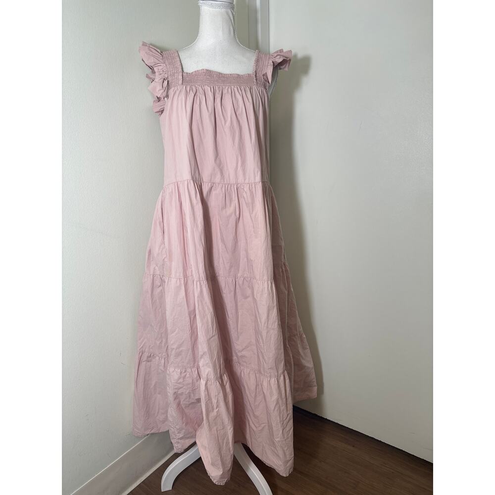 English Factory Blush Pink Tiered Mini Dress with Ruffle Straps